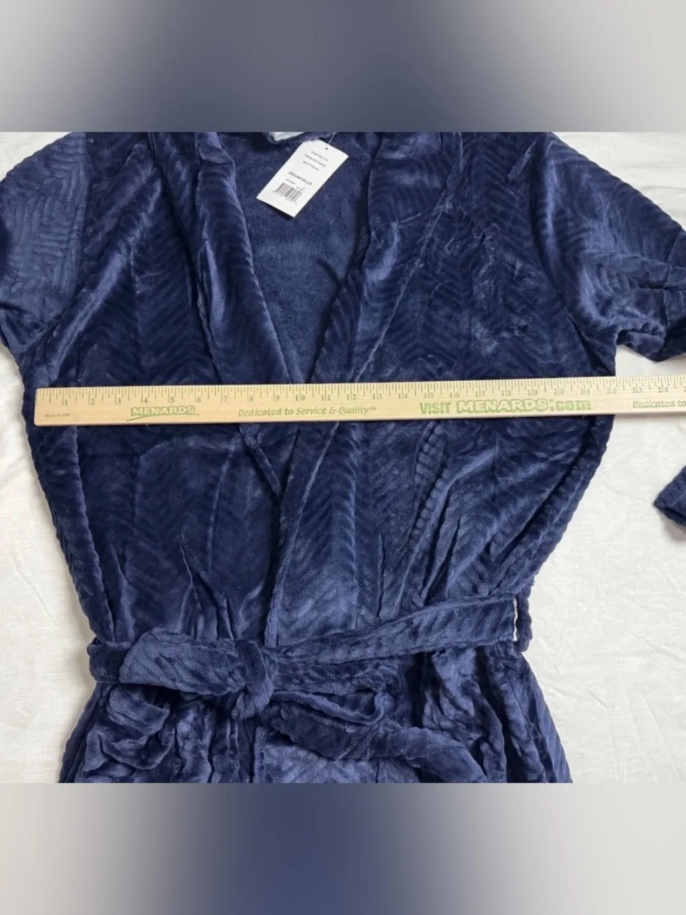 Perry Ellis Men's Herringbone Textured Soft Fleece Robe Navy Blue NEW O/S